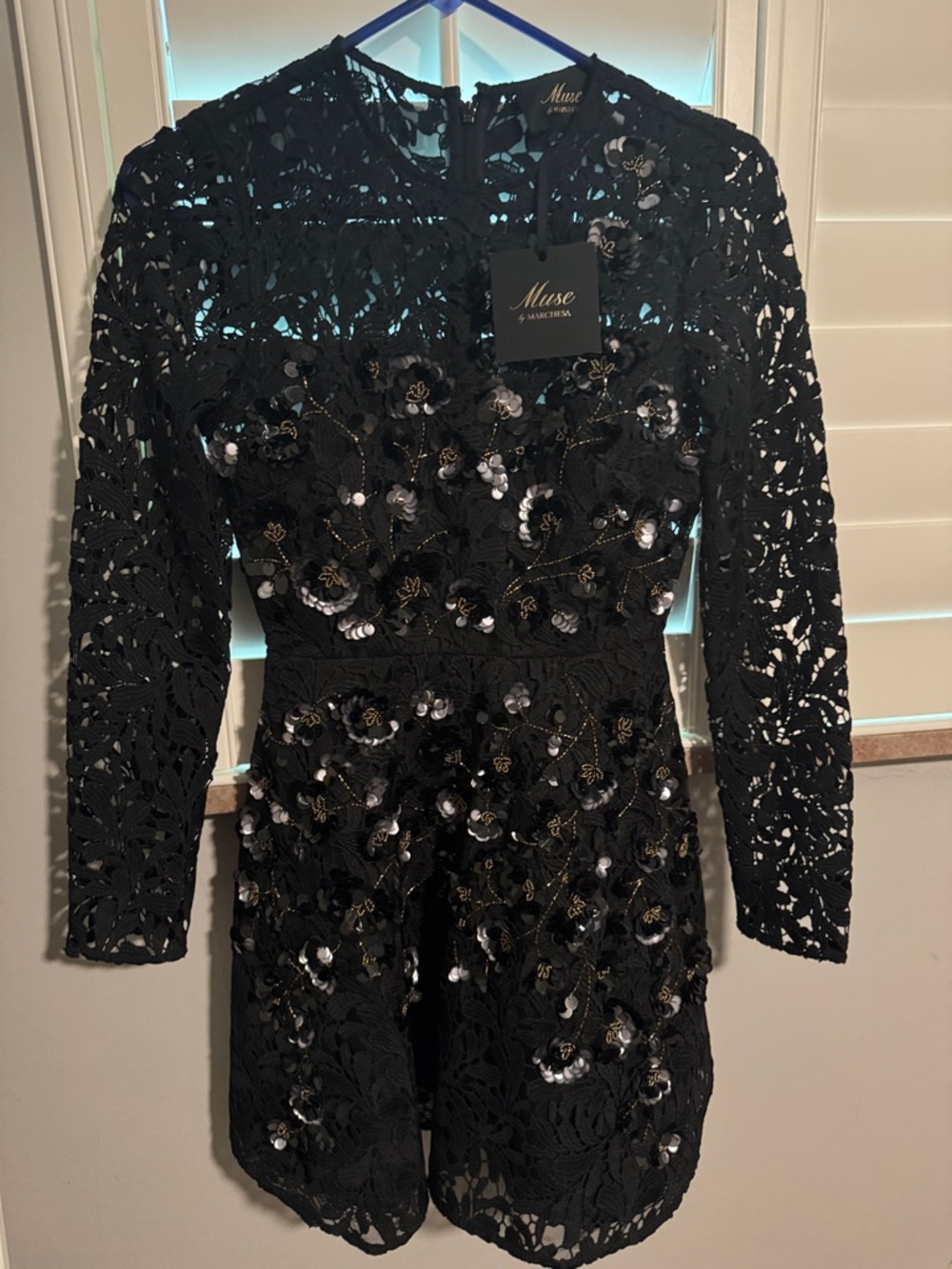 Muse by marchesa Black Lace Sequin dress